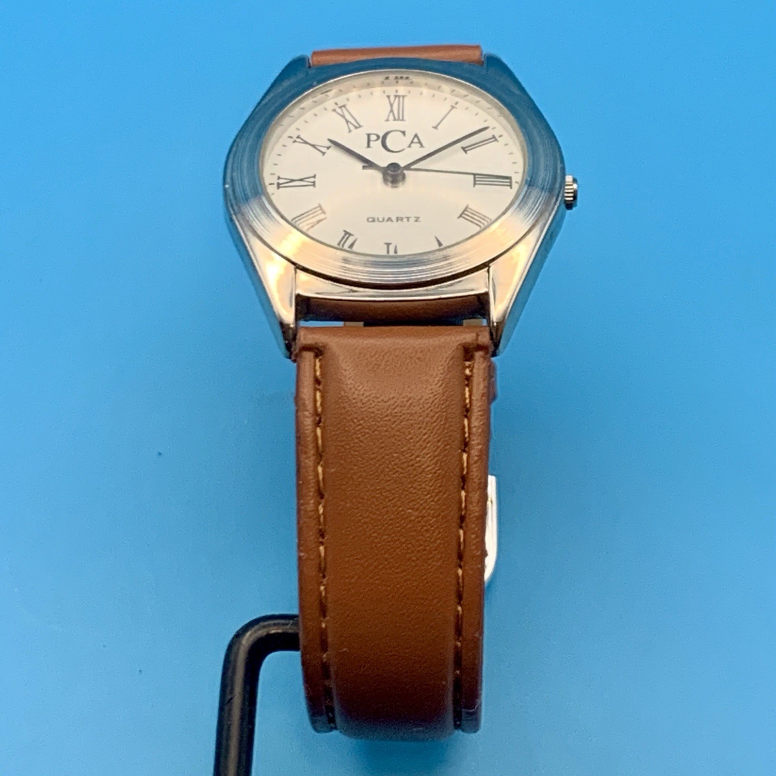 PCA Women’s Swiss Parts Quartz Wristwatch Faux Leather Strap Working New Battery