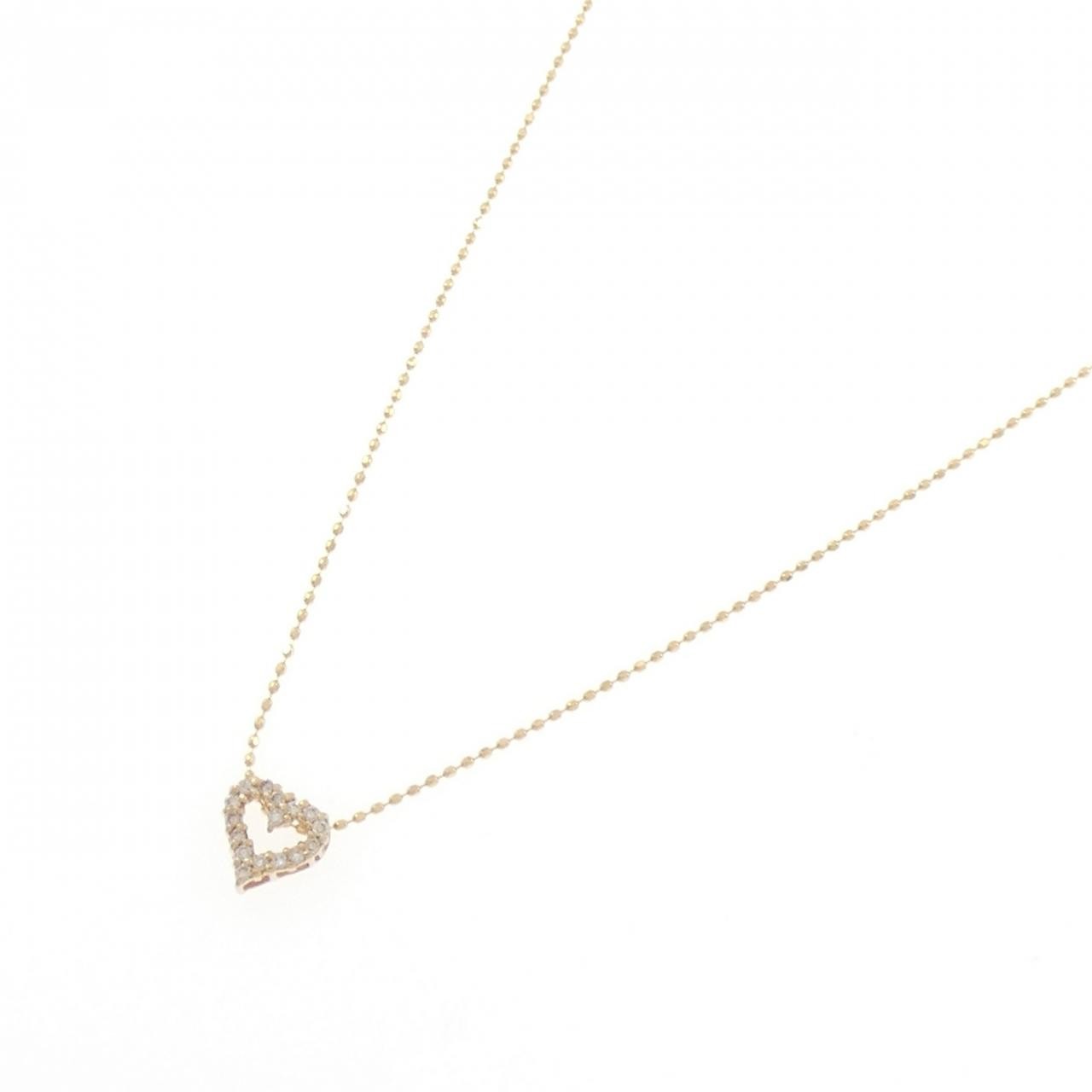 Authentic K18PG/K18YG Heart Diamond Necklace 0.10CT #230-000-648-2922