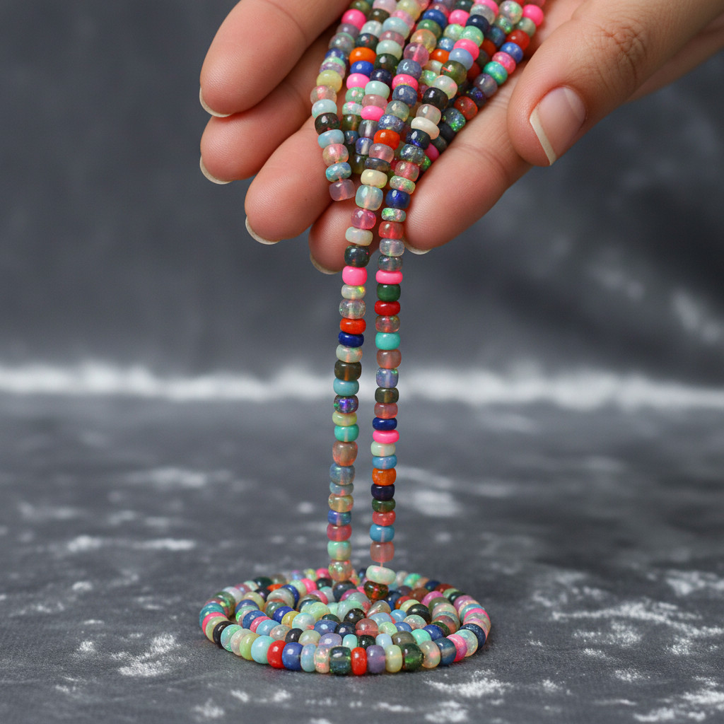 Multi Color Opal Beads Strand 4-5mm Rondelle Gemstone 16 Inch Jewelry Making