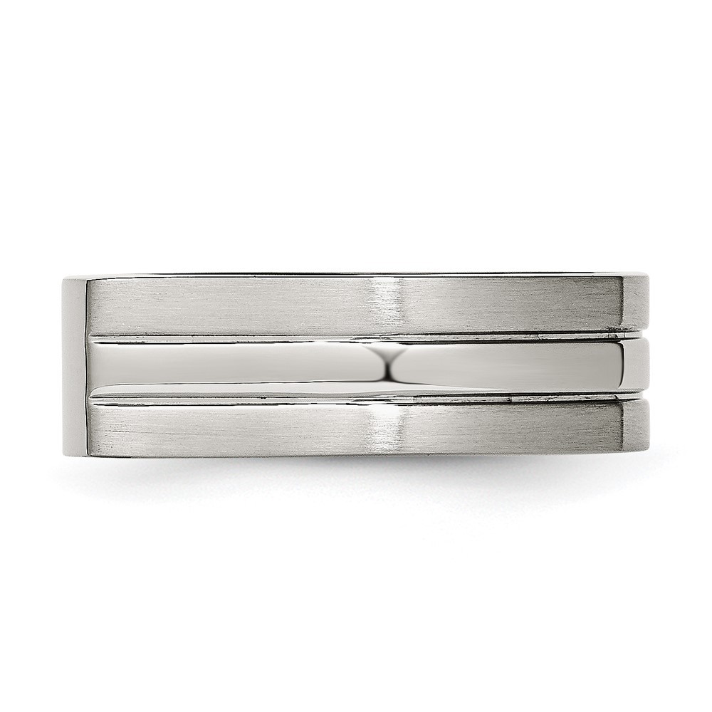 Stainless Steel Brushed and Polished Signet Ring Size 10 for Men’s