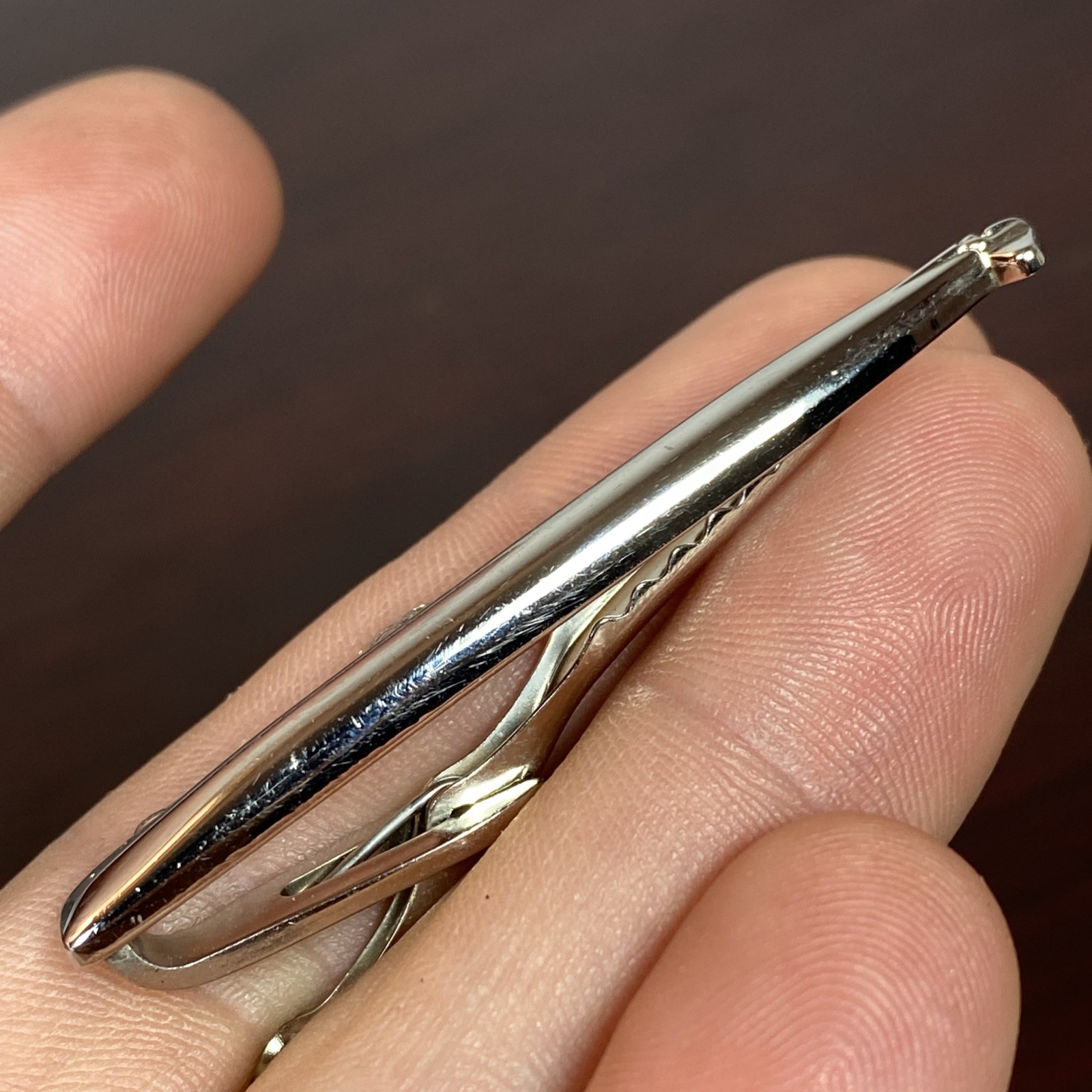 US NAVY SUBMARINE GD GENERAL DYNAMICS Silver Tone Advertising HICKOK Tie Clip