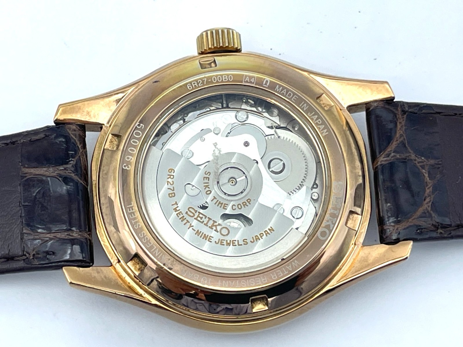 Near MINT SEIKO PRESAGE Automatic Watch Rose Gold 6R27-00B0 SARW004 New Band