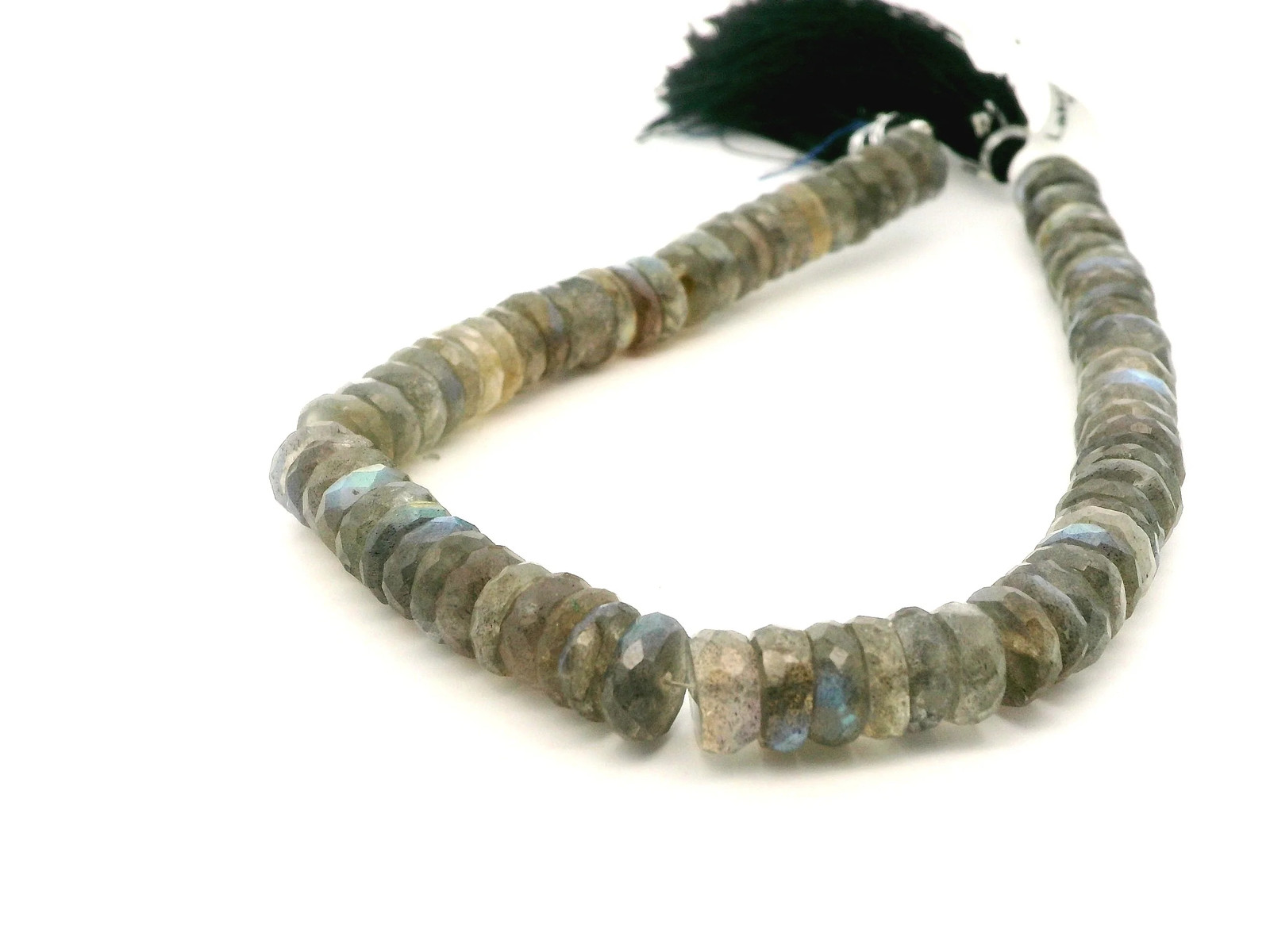 Natural Gray Blue Flash Labradorite Faceted Heishi Beads (6-7mm Strand)