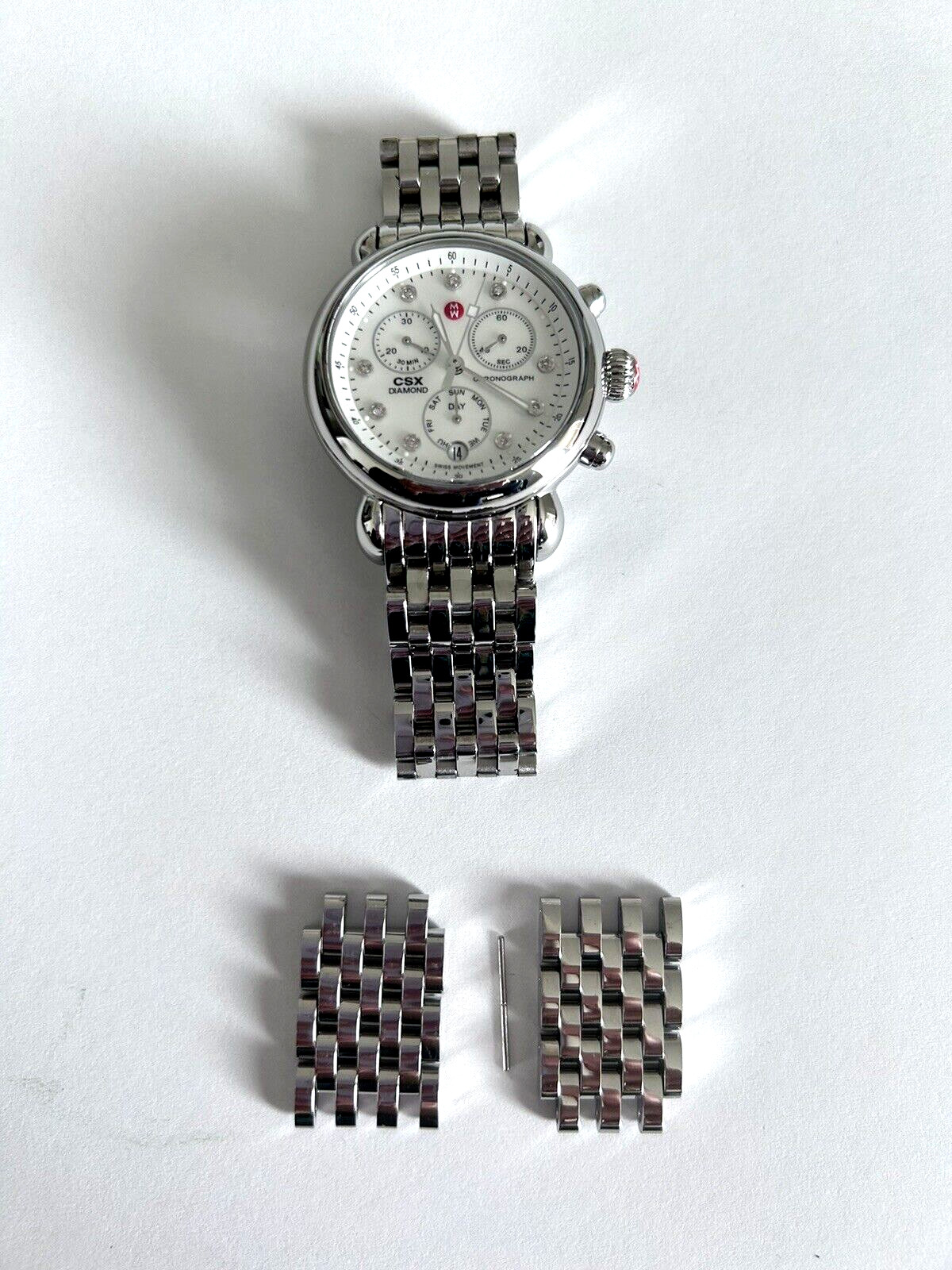 Michele CSX women Watch stainless Diamond Mother Pearl Chronograph MW03M00A0046