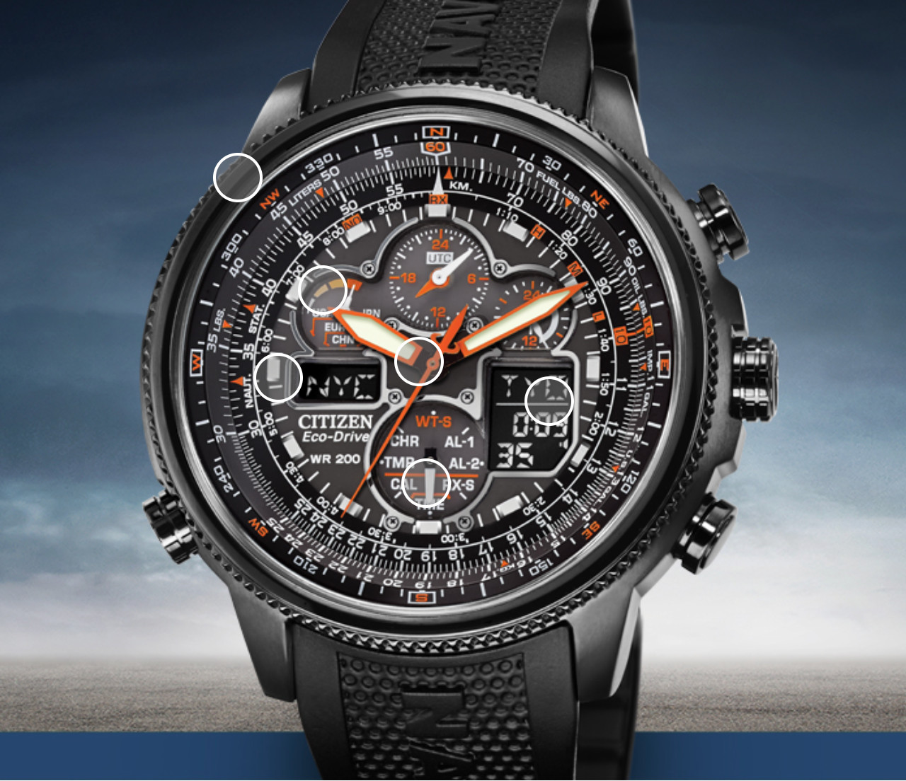 Citizen Promaster Navihawk Men’s Eco-Drive Atomic Pilot Watch JY8035-04E New