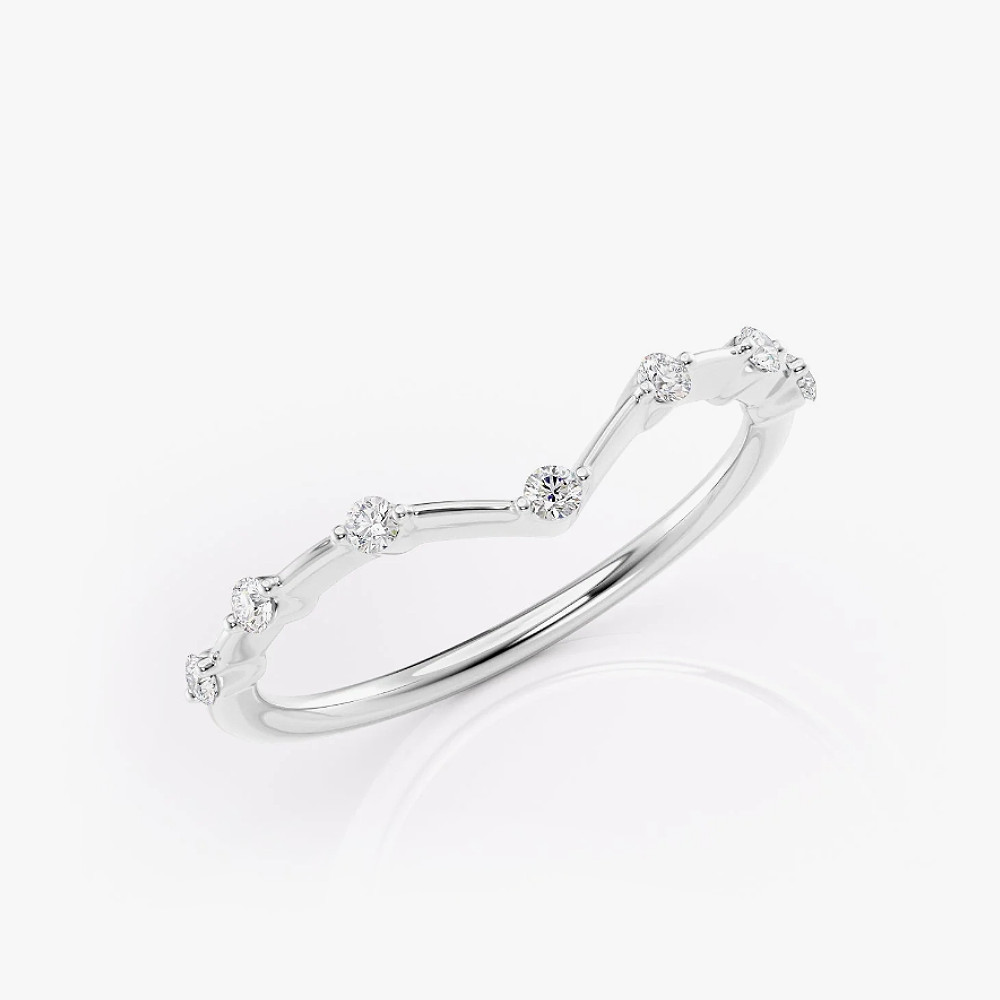 14K White Gold Lab Grown Round Cut Diamond 0.15 Ct Band Engagement