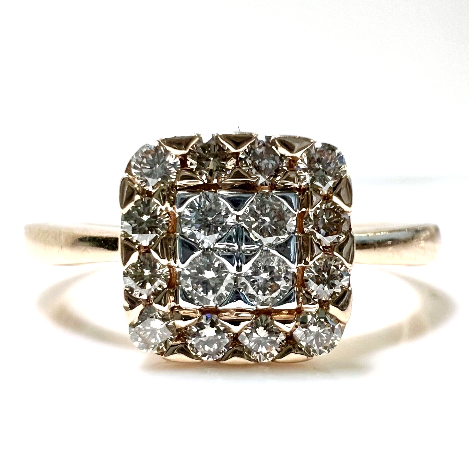 Ring 585 gold rose gold 0.26 ct. diamonds size 56.5/18mm 3.4g like new