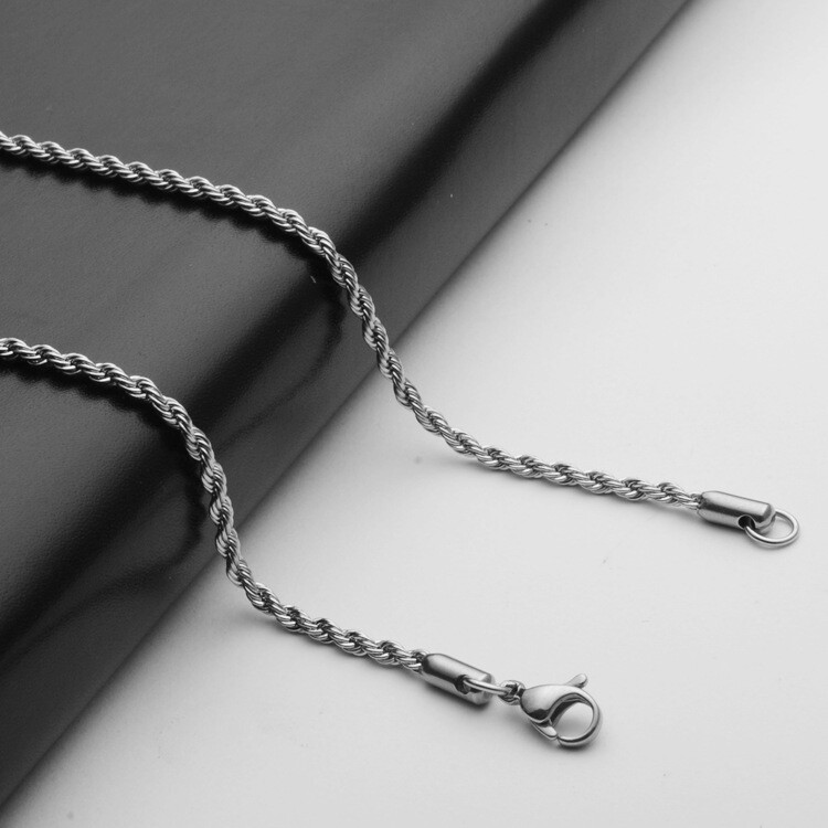 Wholesale Stainless Steel Twist Rope Chain Necklace For Pendants Mens & Womens