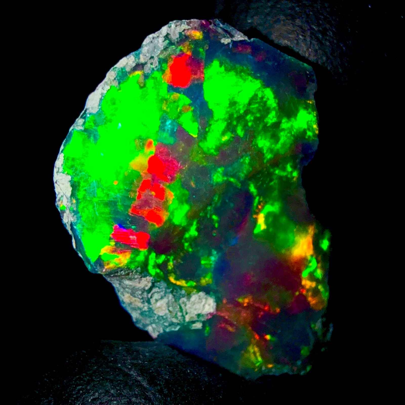 10 Ct Opal Rough, Jewelry Grade Black Welo Ethiopian Opal Rough, Multi Fire Opal