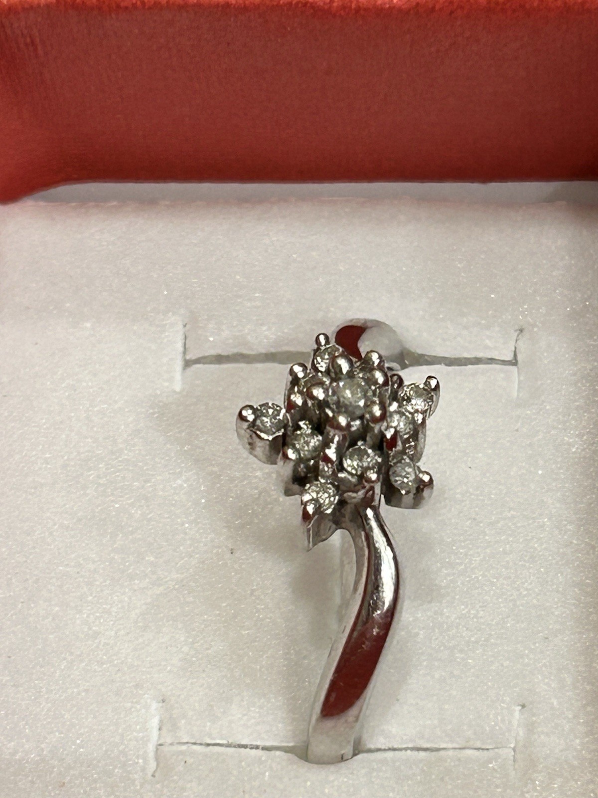 Diamond Cluster Right Hand Ring Size 7 White Gold