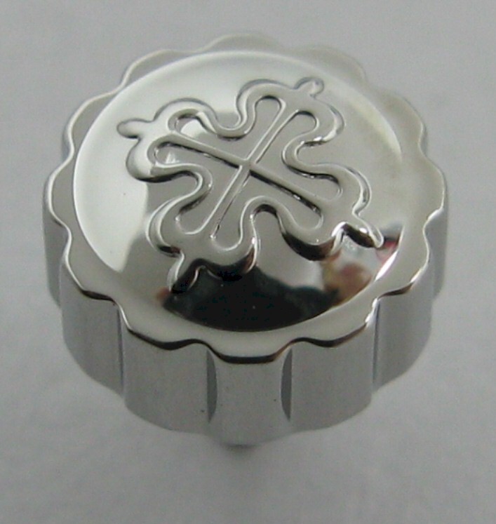 Patek screw crown in stainless steel, diameter 5.9 millimeters