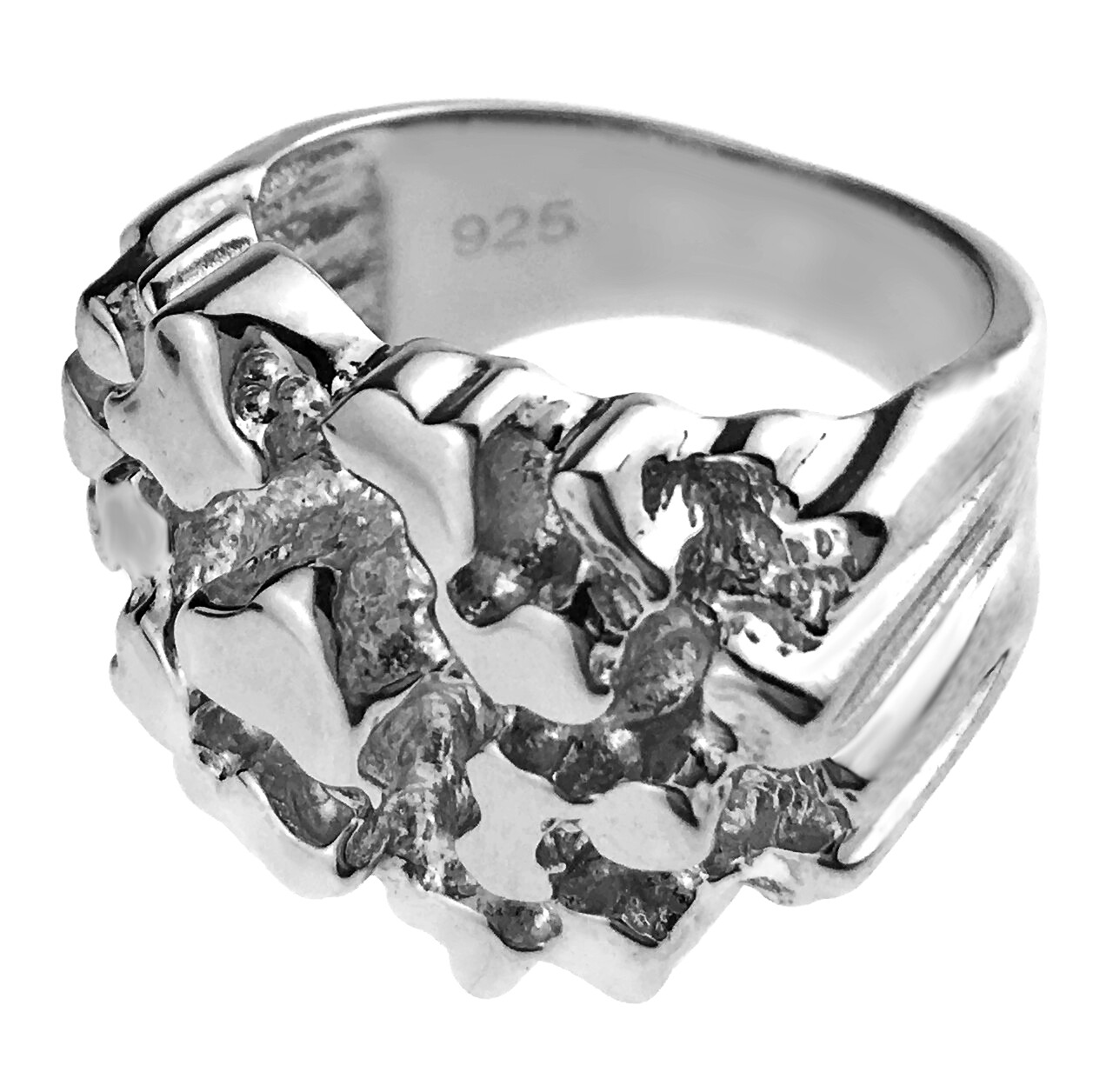 Men’s Solid 925 Sterling Silver Nugget Ring Brutalist Anillo De Plata Pinky 6-13
