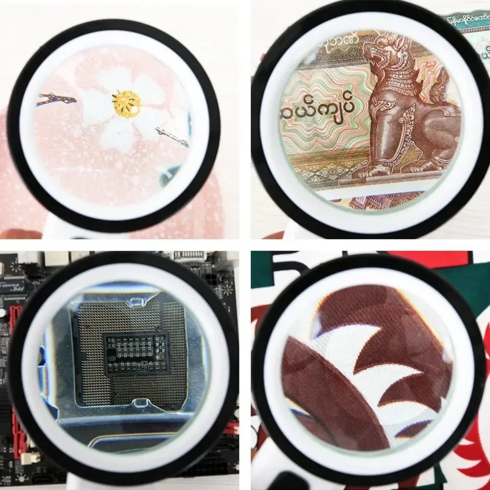 30X Jumbo Handheld Magnifying Glass w/ 12 Bright LED Light Illuminated Magnifier