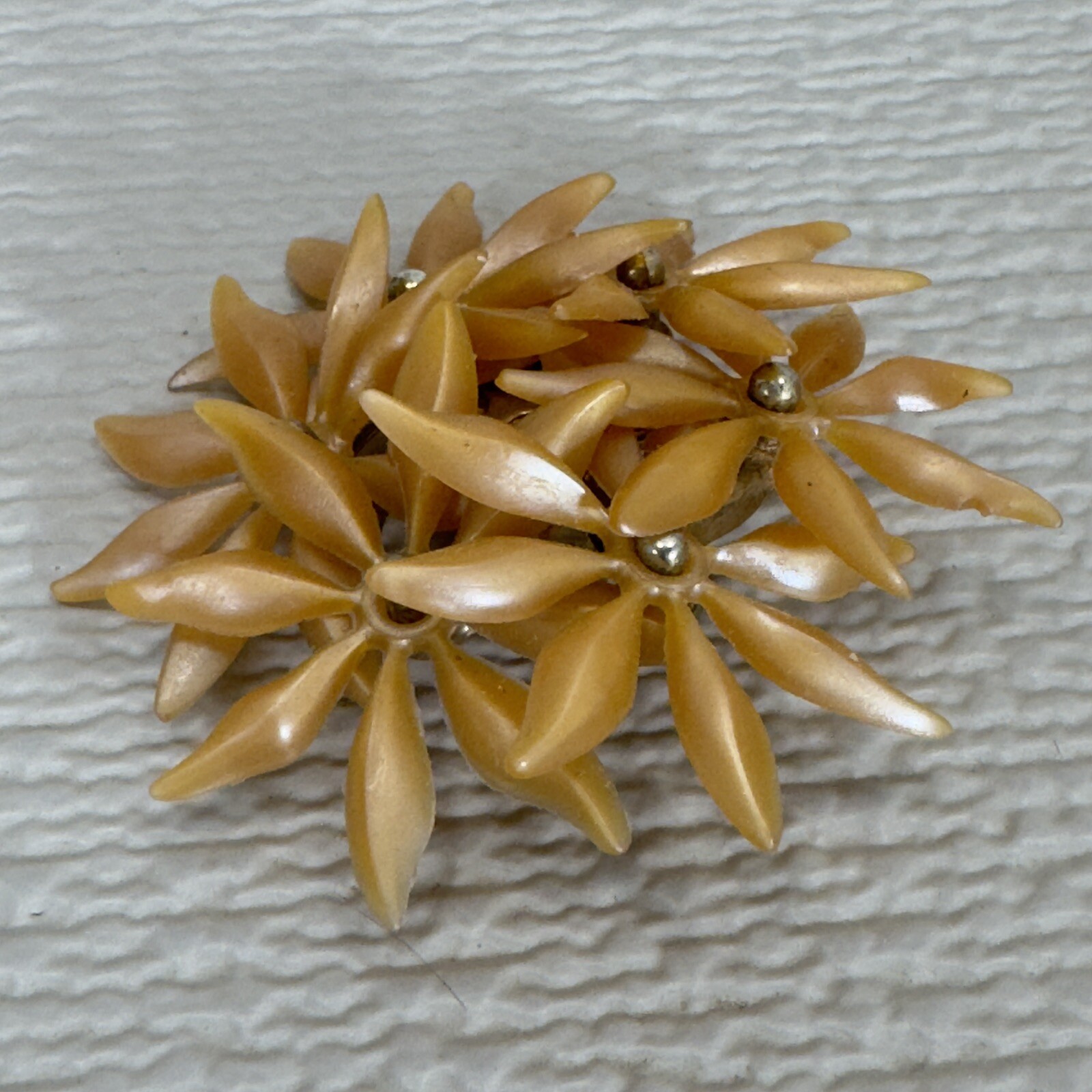 Vintage Retro MCM Orange Plastic Flower Cluster Shoe Clips 2″ ~ Barrett Clips