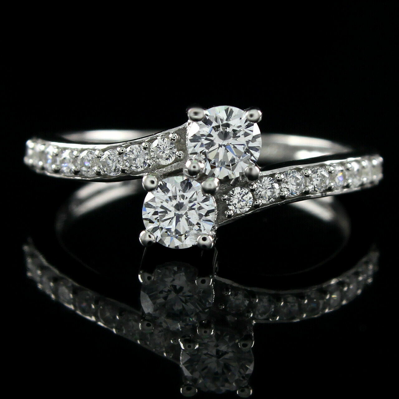 Forever Us 2.30Ct Two Diamond 14K White Gold Engagement Ring Simulated Size 6.5