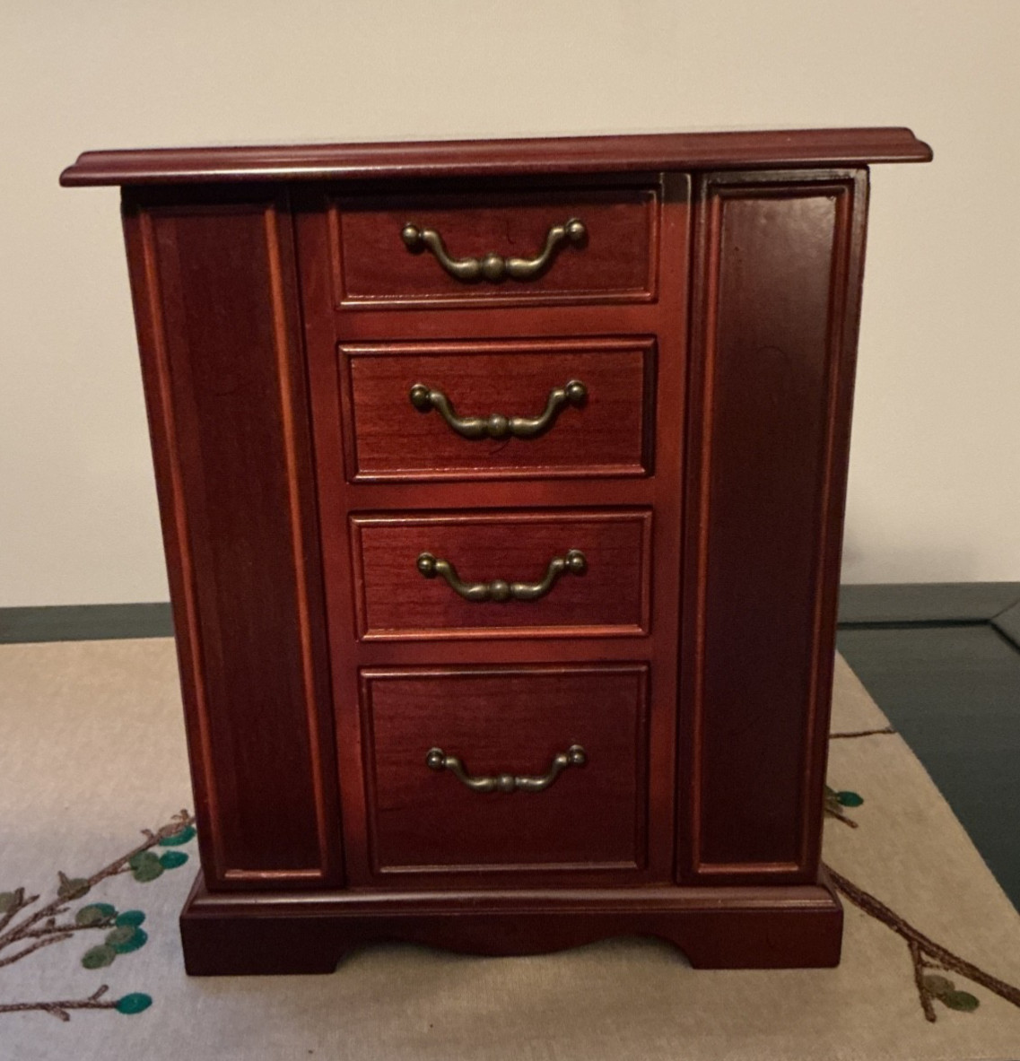 Vintage Bombay Co. Jewelry Armoire Box Drawers Door Storage 9-1/8″L x 6″W x 11″H