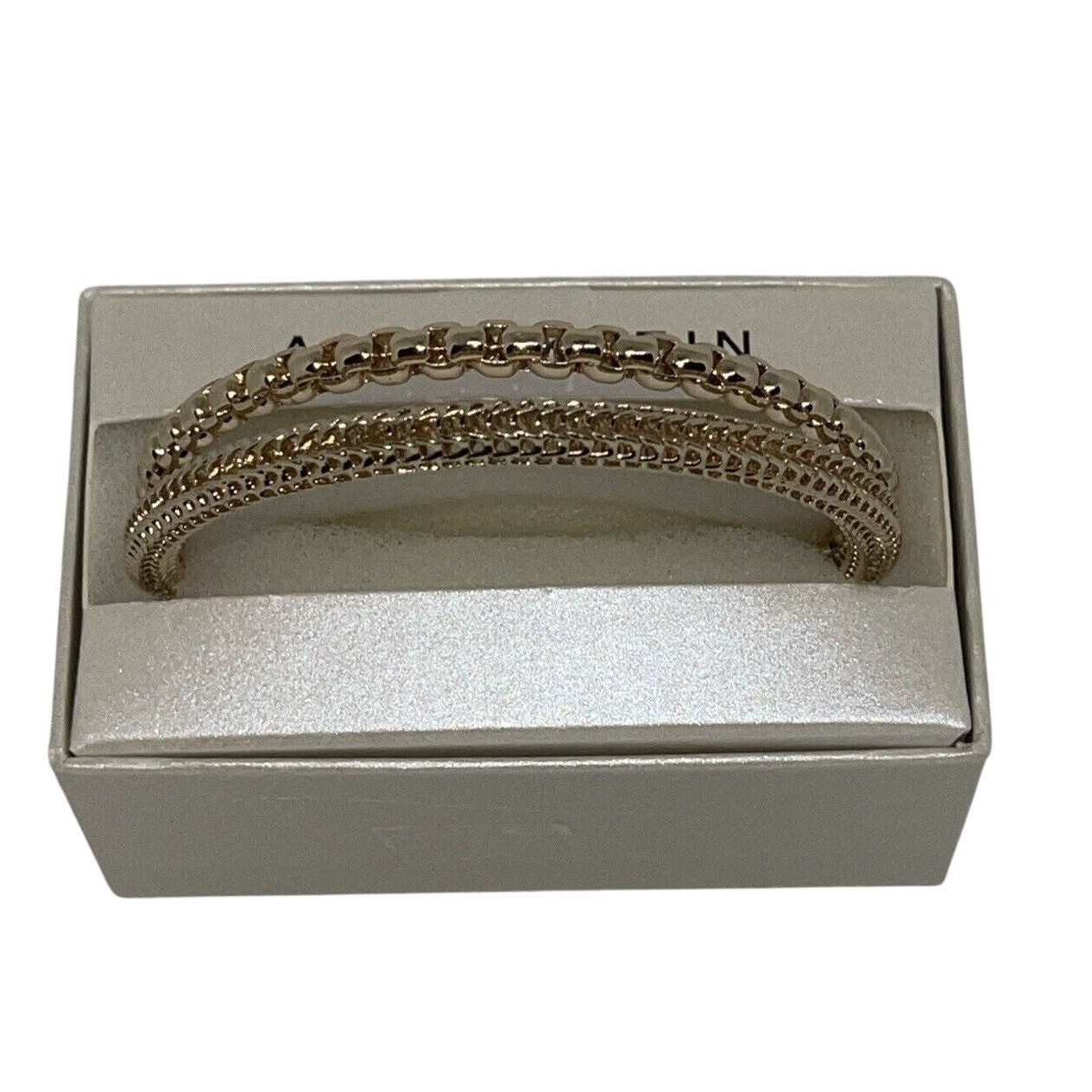 Anne Klein Gold Tone Bangle Bracelet (2 Piece Set) Trendy Stacking Style NWT