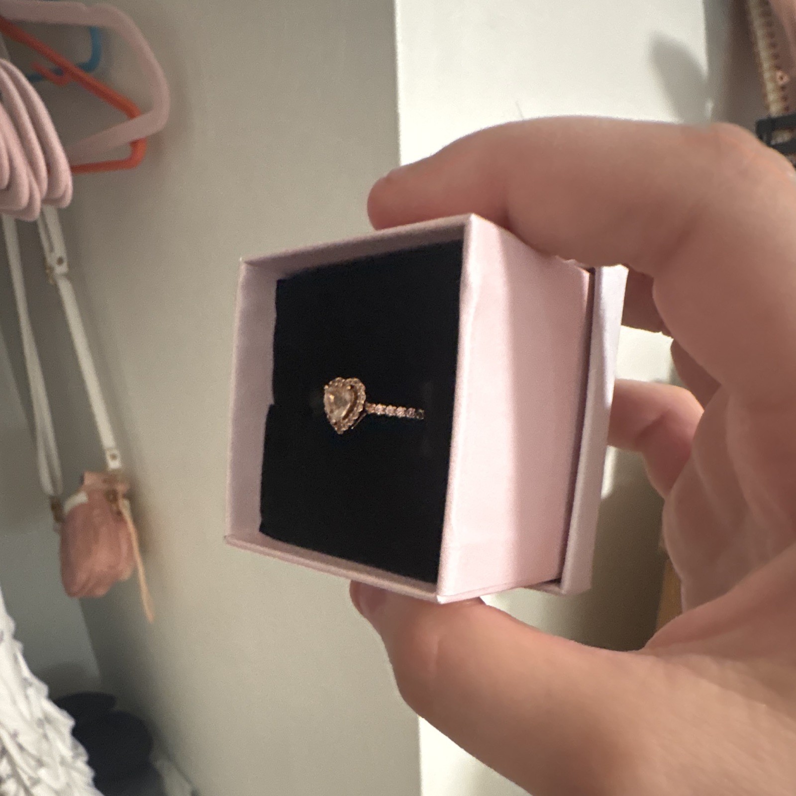 PANDORA Heart Halo Band Ring Size 7 Rose Gold Plated Love Theme