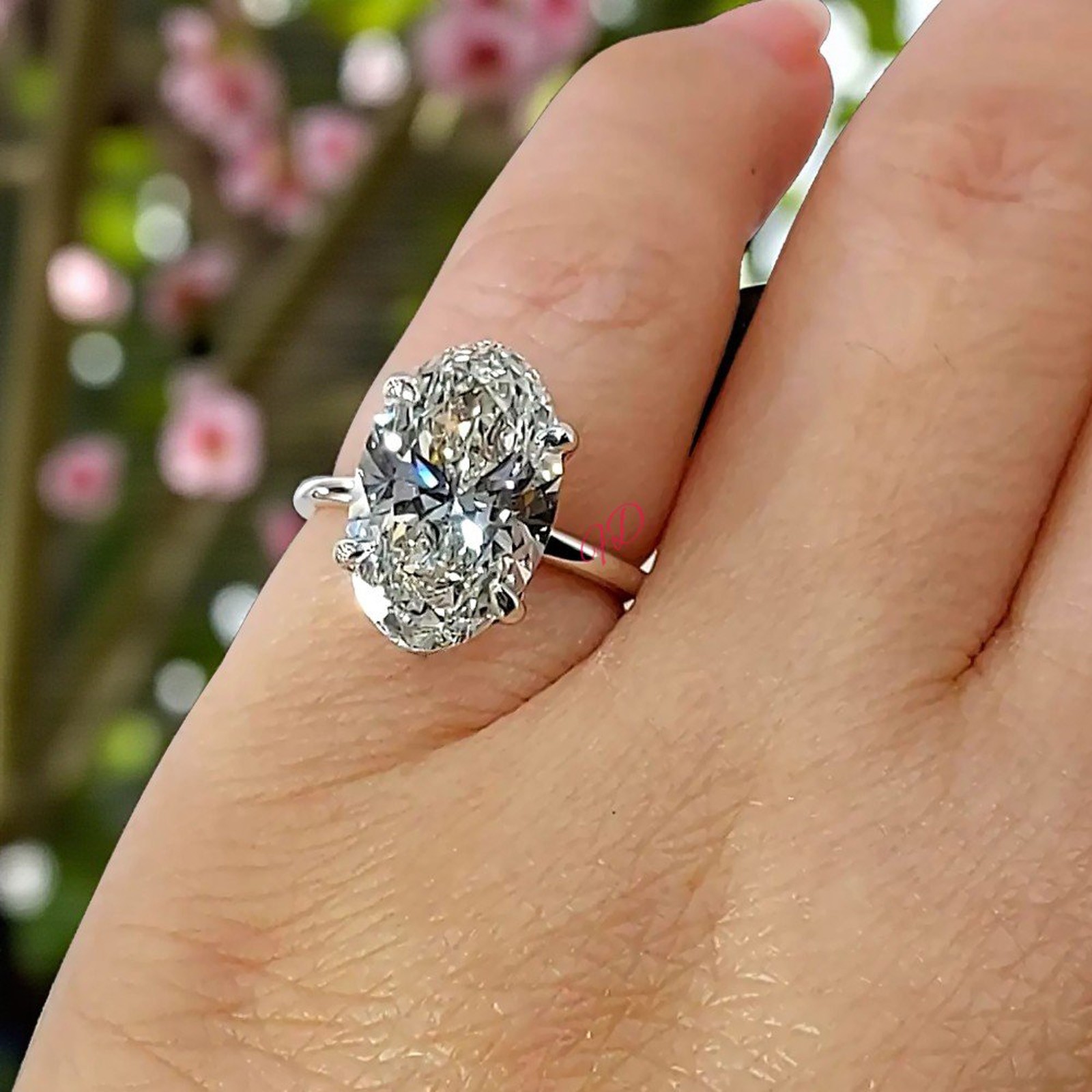 Diamond Ring Wedding Lab Grown Platinum PT950 Oval Cut IGI E F VVS 3.20 Carat