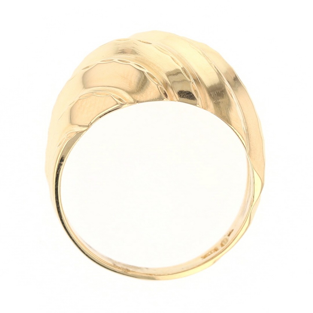 13.4mm Diamond-Cut Ribbed Dome Ring 18k Yellow Gold 6.44 Grams Size 7.75