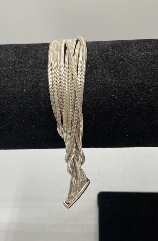 Milor Sterling Silver 925 Multi-Strand Snake Chain Bracelet Magnetic Clasp 7″