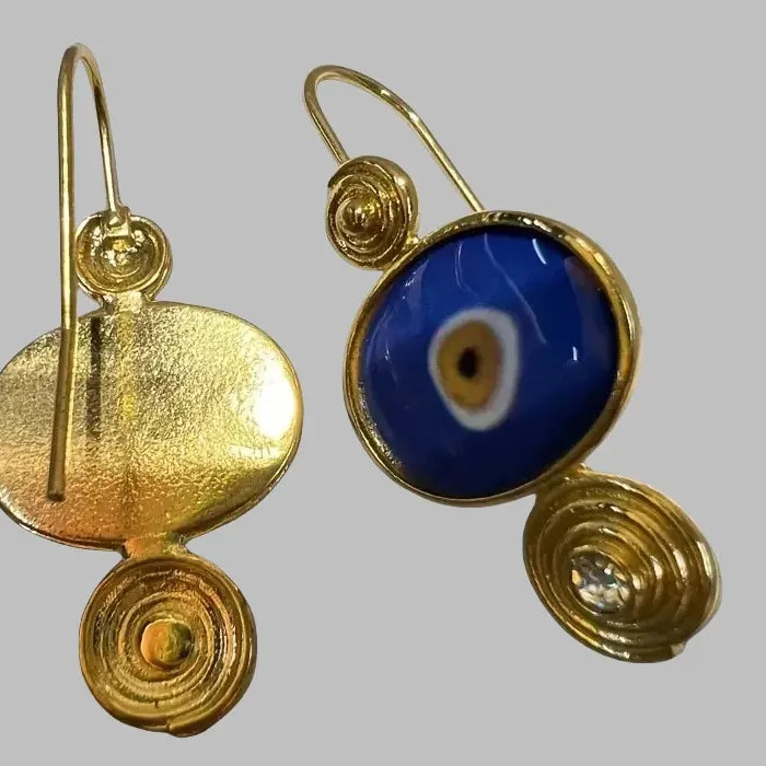 Devil’s Eye Enamel Dangle Earrings Gold Plated Zinc Alloy Retro Style Gift