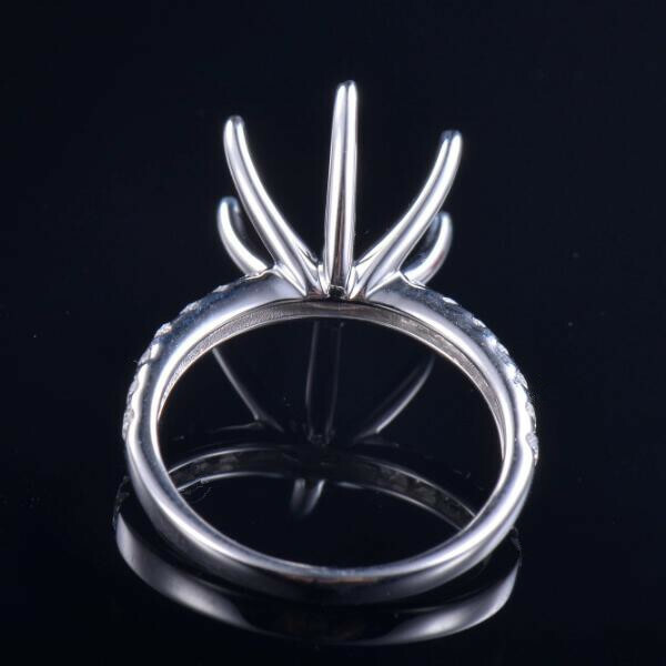 Round 11MM Natural Diamond Women Prongs Ring Engagement Semi Mount Platinum 950