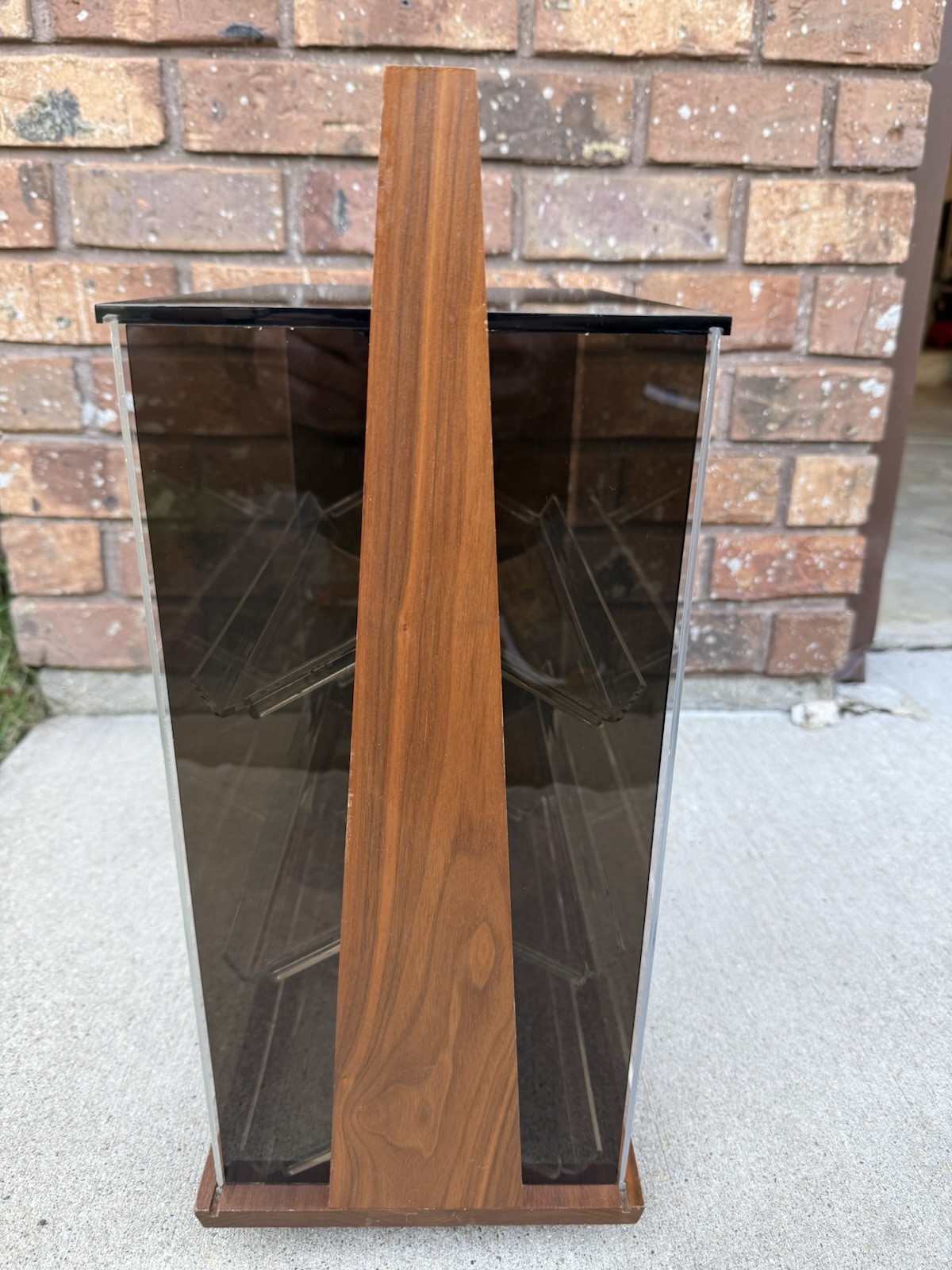 Vtg Krementz Countertop Jewelry Display Case Spinning Wood & Acrylic~GREAT