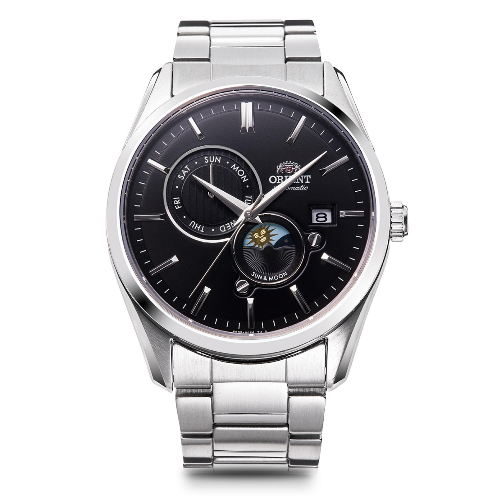 Unused ORIENT RN-AK0302B Black SUN & MOON 22 Jewels Automatic Men’s Watch in Box
