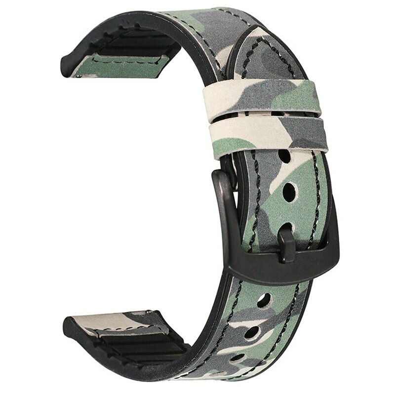 Camo TPU Leather Rubber Strap 22 20mm Watch Band For Samsung Galaxy Watch 6 5pro