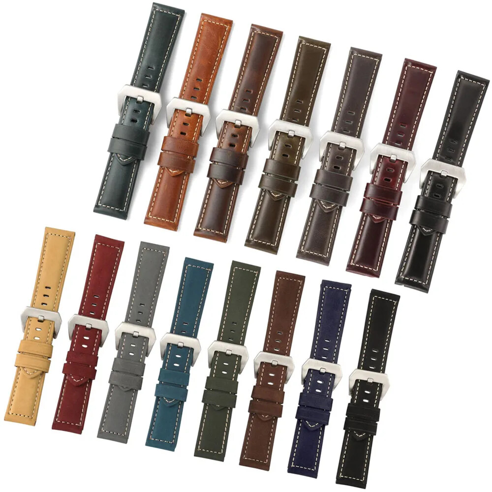 Vintage Classic Buckle Cow Genuine Leather Watch Band 20mm 22mm 24mm 26mm Strap