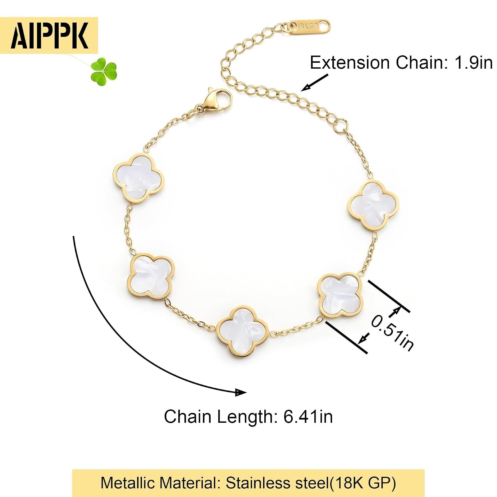 18K Gold Plated Clover Lucky Bracelet for Women – Trendy Jewelry Gift
