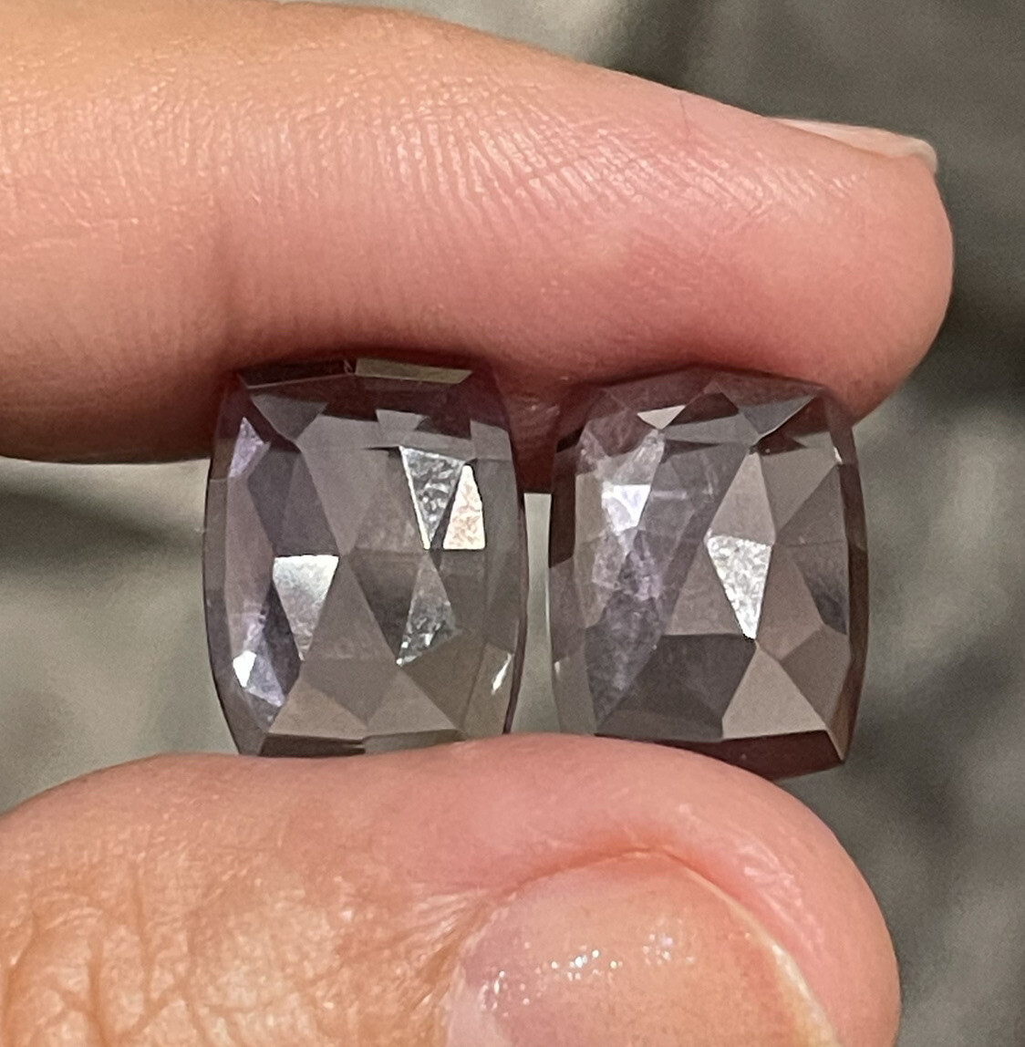 11.6ct 14.4c10.5×4.4mm Pair Pink Faceted Amethyst Rose Cut Cabochons Gems