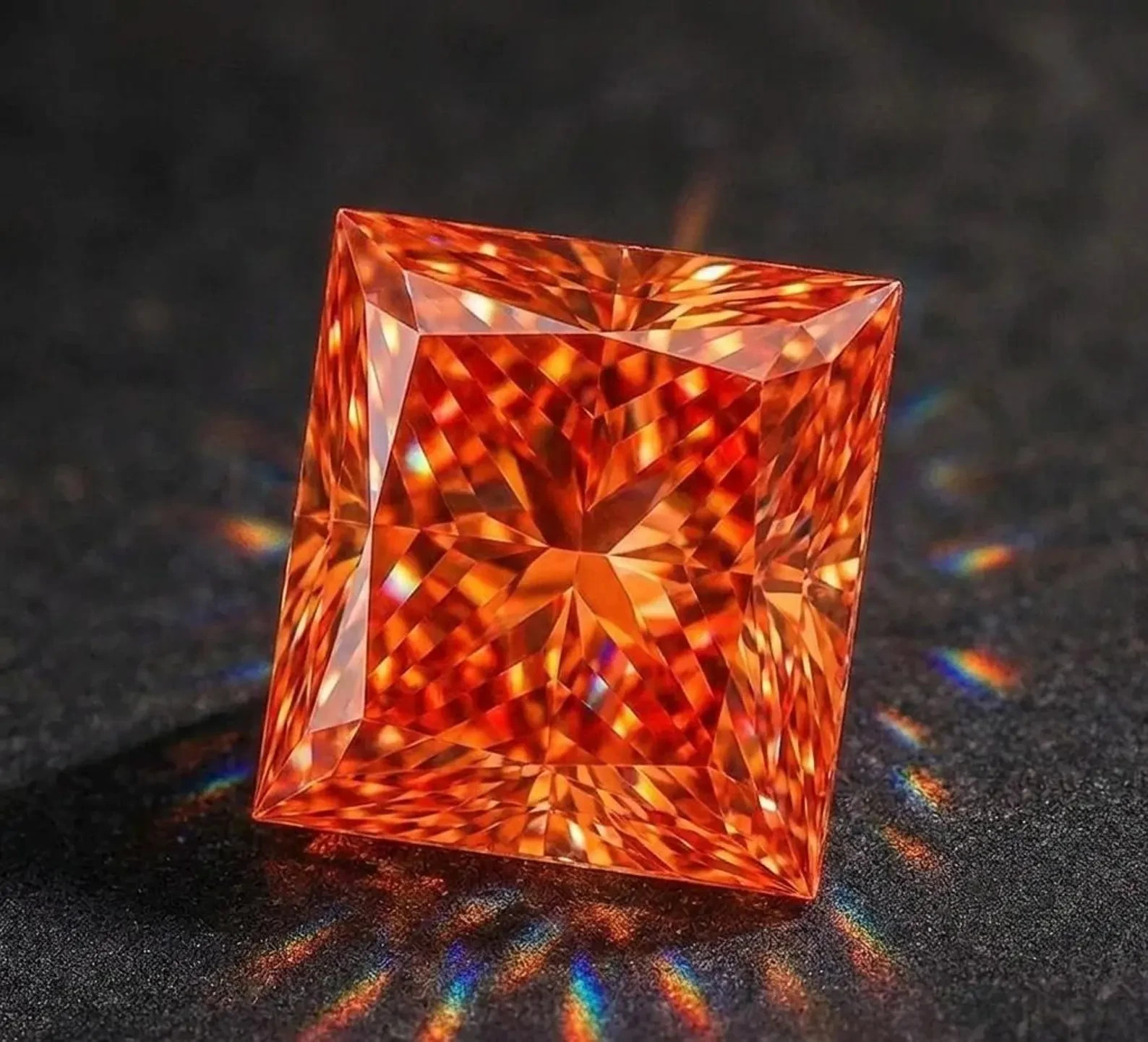 CERTIFIED Natural Orange Earth Mined Diamond 6.25 Ct Princess VVS1/ 10.2 mm