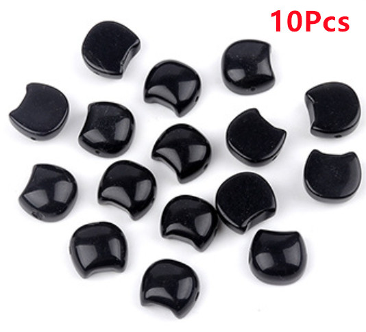 10Pcs 16x15x8mm Black Obsidian Faceless Cat Head Horizontal Holes Beads ETY51