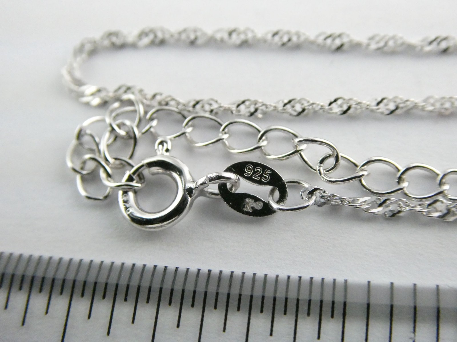 Sterling Silver Link Chain Necklace Adjustable 18-20 Inch Length 1.7g .4mm Thick