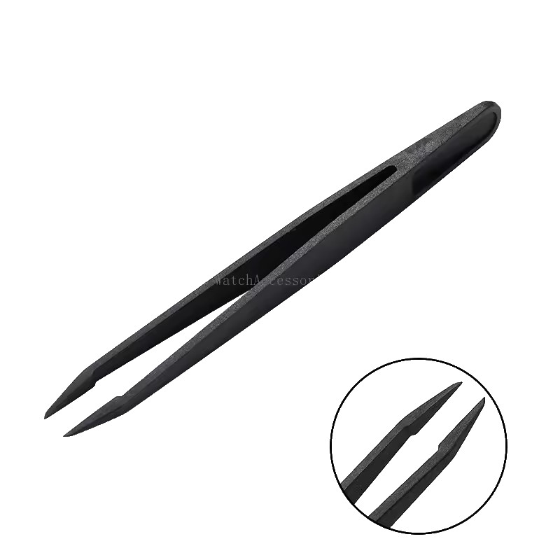 8pc Antistatic Carbon Fiber Tweezers Black Plastic Watchmaker Repair Tool Kit