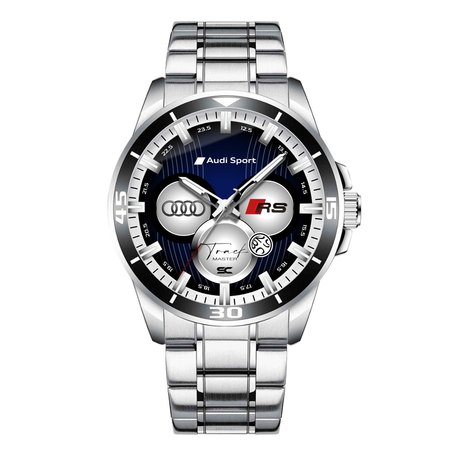 Audi Sport Track Master Chronograph Style Steel Wrist Watch for Lovers