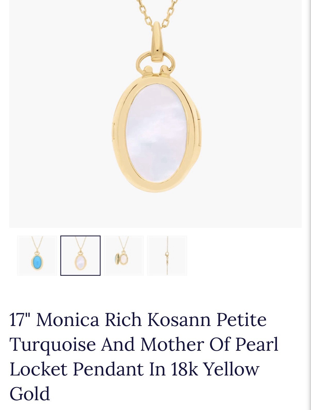 Monica Rich Kosann 17in Locket in Turquoise and mother of pearl 18k YG