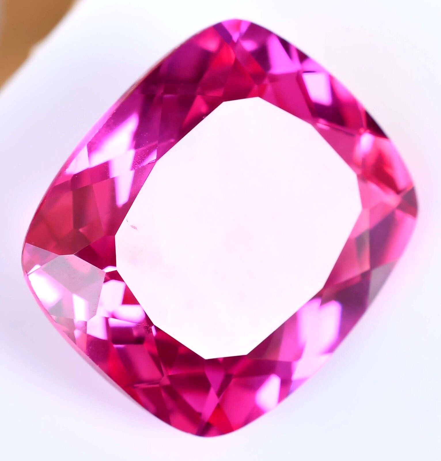 HUGE 89.95Ct Natural Mogok Pink Ruby Flawless Cushion Certified Treated Gemstone