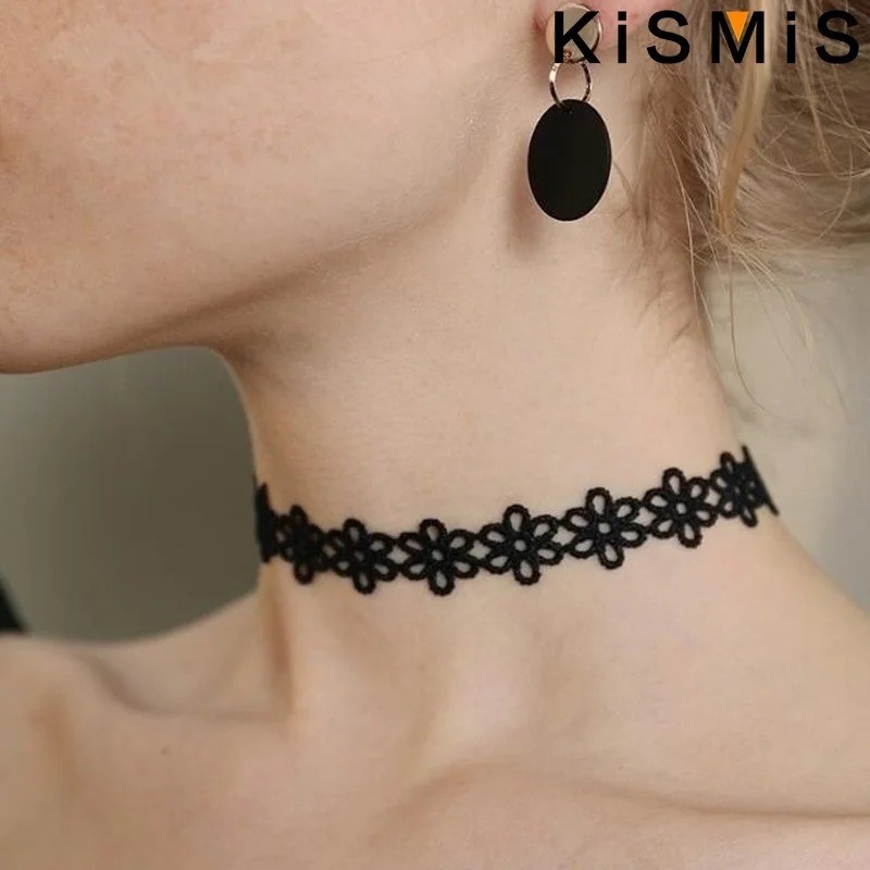 6pc Choker Necklace Set Black Velvet Classic Women Chain Collar Lace Stretchy US