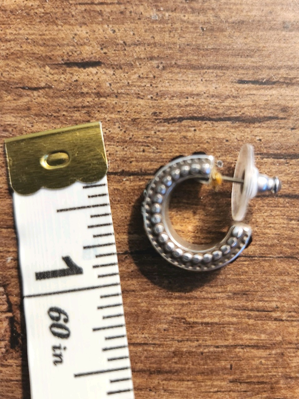 Brighton crescent hoop brown Crystal Post Earrings Silver Plate