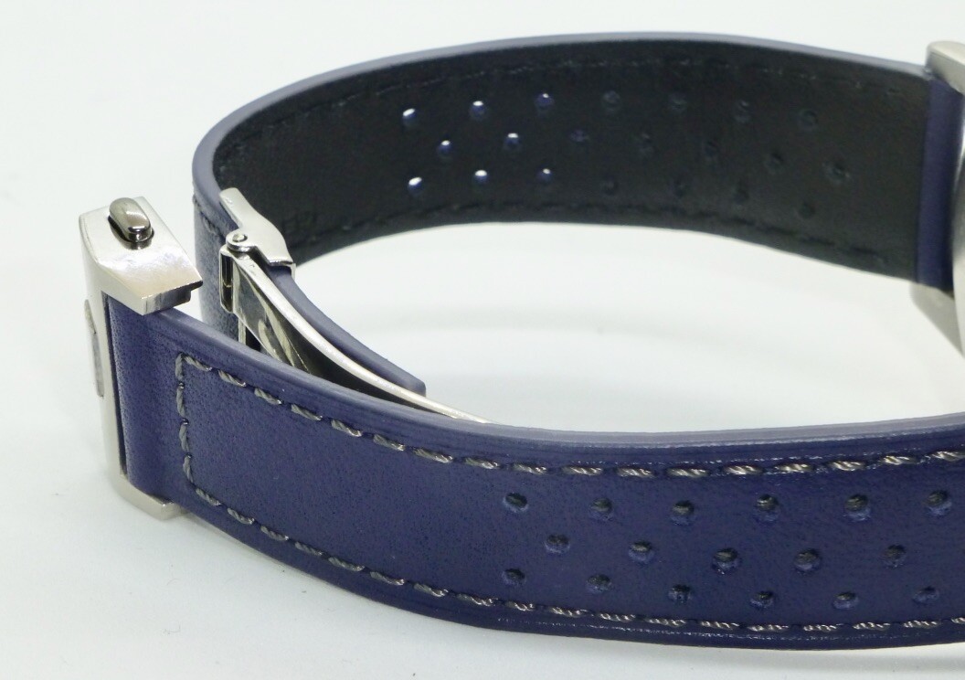 20mm, 22mm Perforated Genuine Leather Watch Band Strap with Deployment Clasp