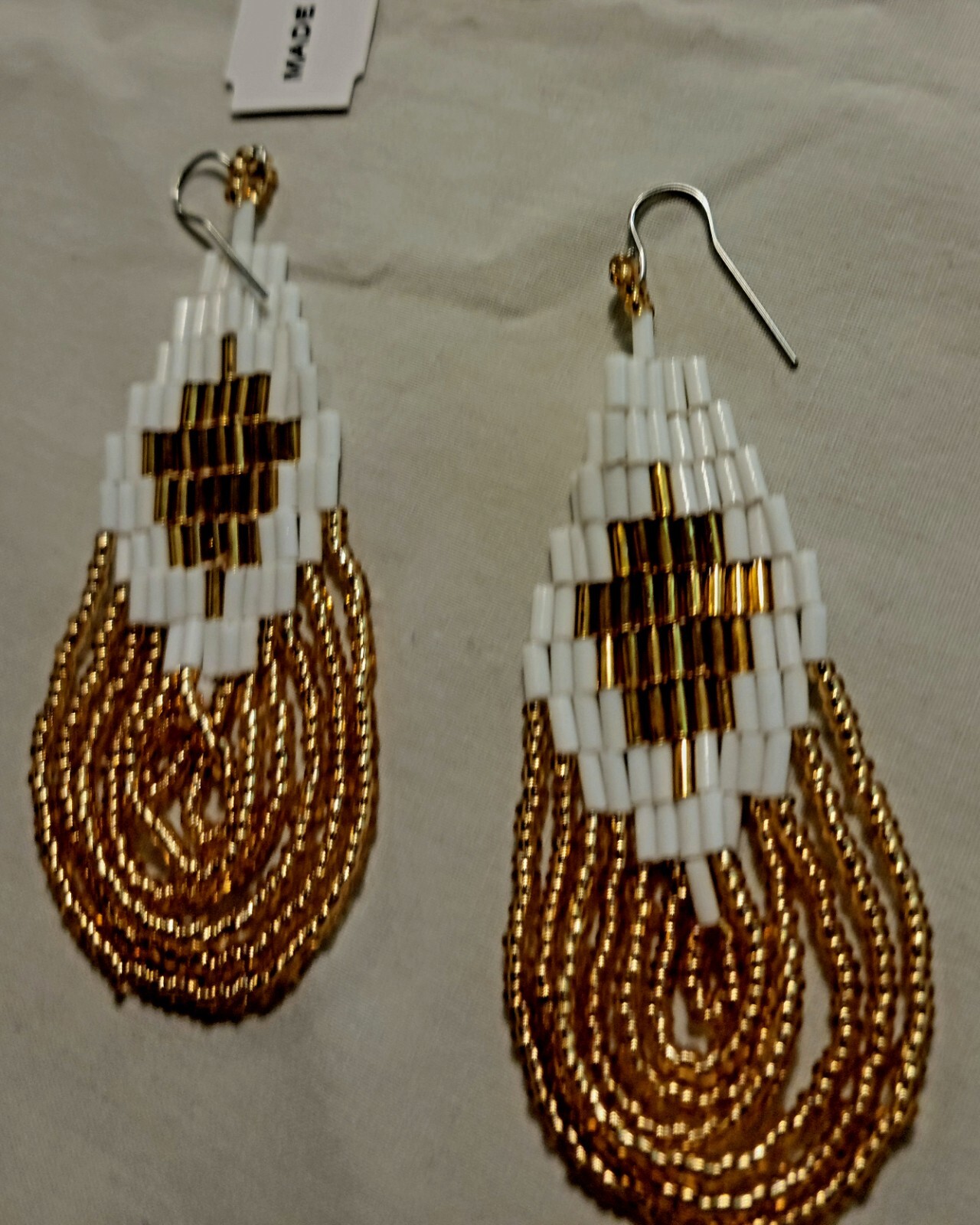 Himalayan Gems Waterfall Potay Bead Necklace, Bracelet, Earrings WHITE GOLD NWT
