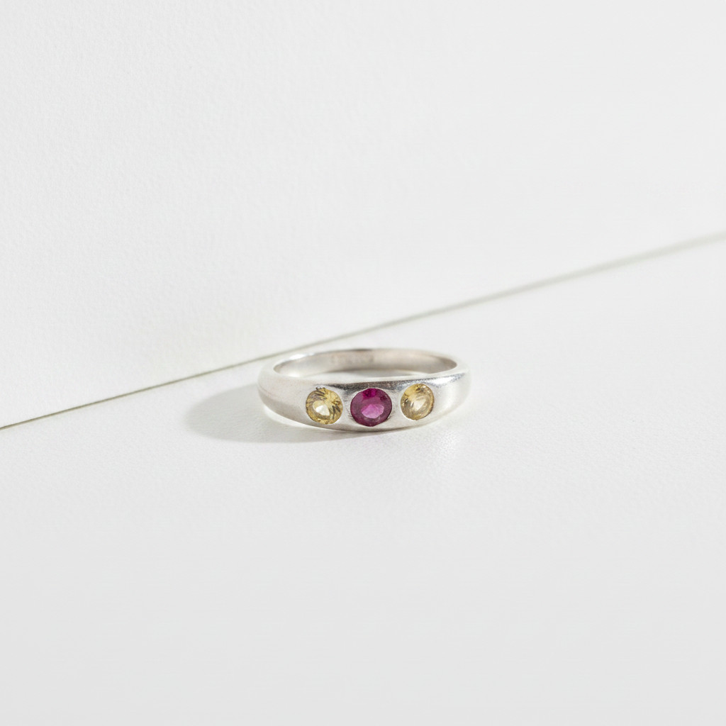 Handcrafted UV Reactive Ruby & Yellow Sapphire Ring – Size 6 | 950 Silver