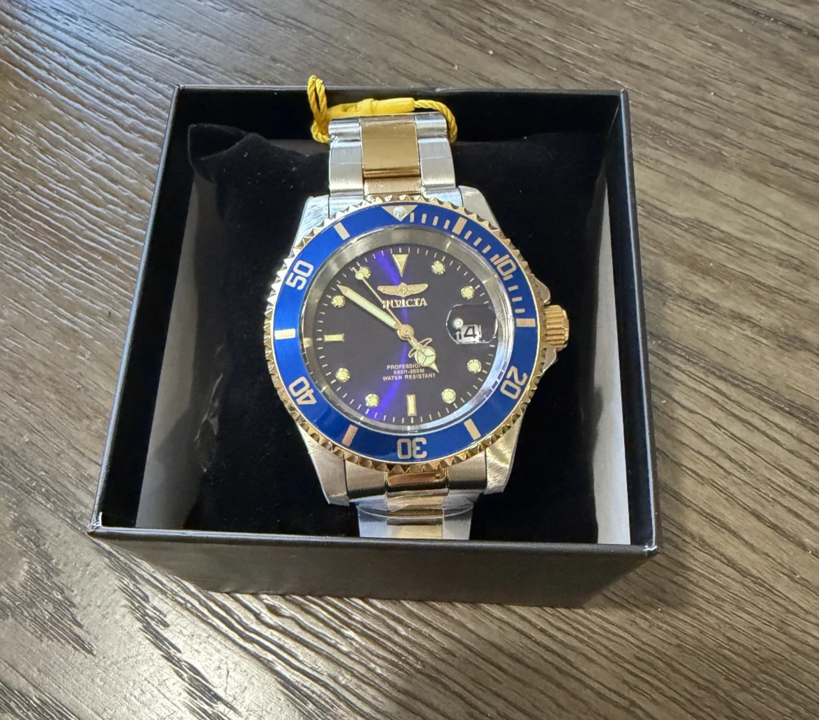 Invicta Pro Diver 26972 Blue Dial Two Tone Stainless Steel Wrist Watch for Men