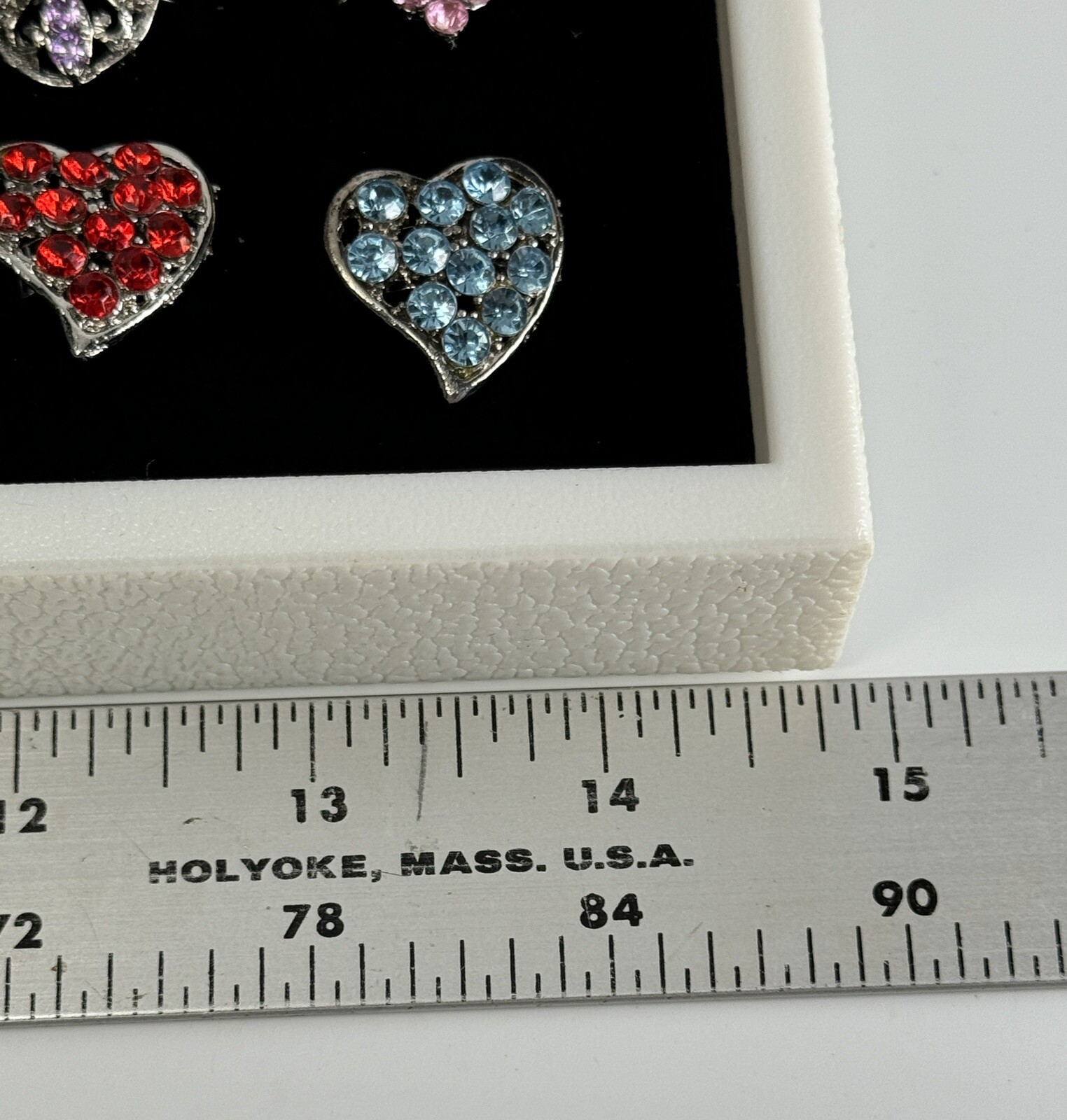Lot of 72 New Colored Rhinestone Adjustable Fashion Rings With Display Tray