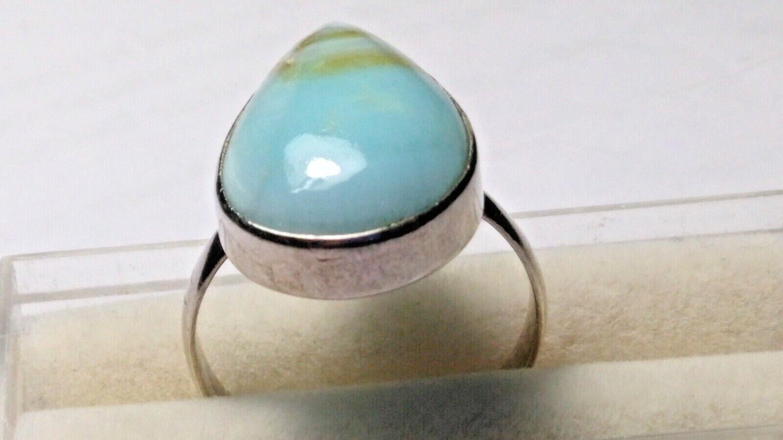 AESTHETIC NATURAL LARIMAR IN STERLING SILVER.925 RING SIZE 8.75-9.0!