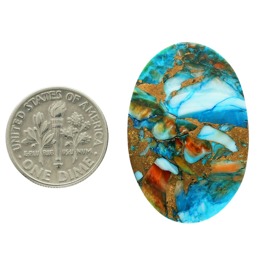 Natural Spiny Oyster Turquoise 21.35×31.5×4.3 mm Oval Shape Gemstone LS87-06776