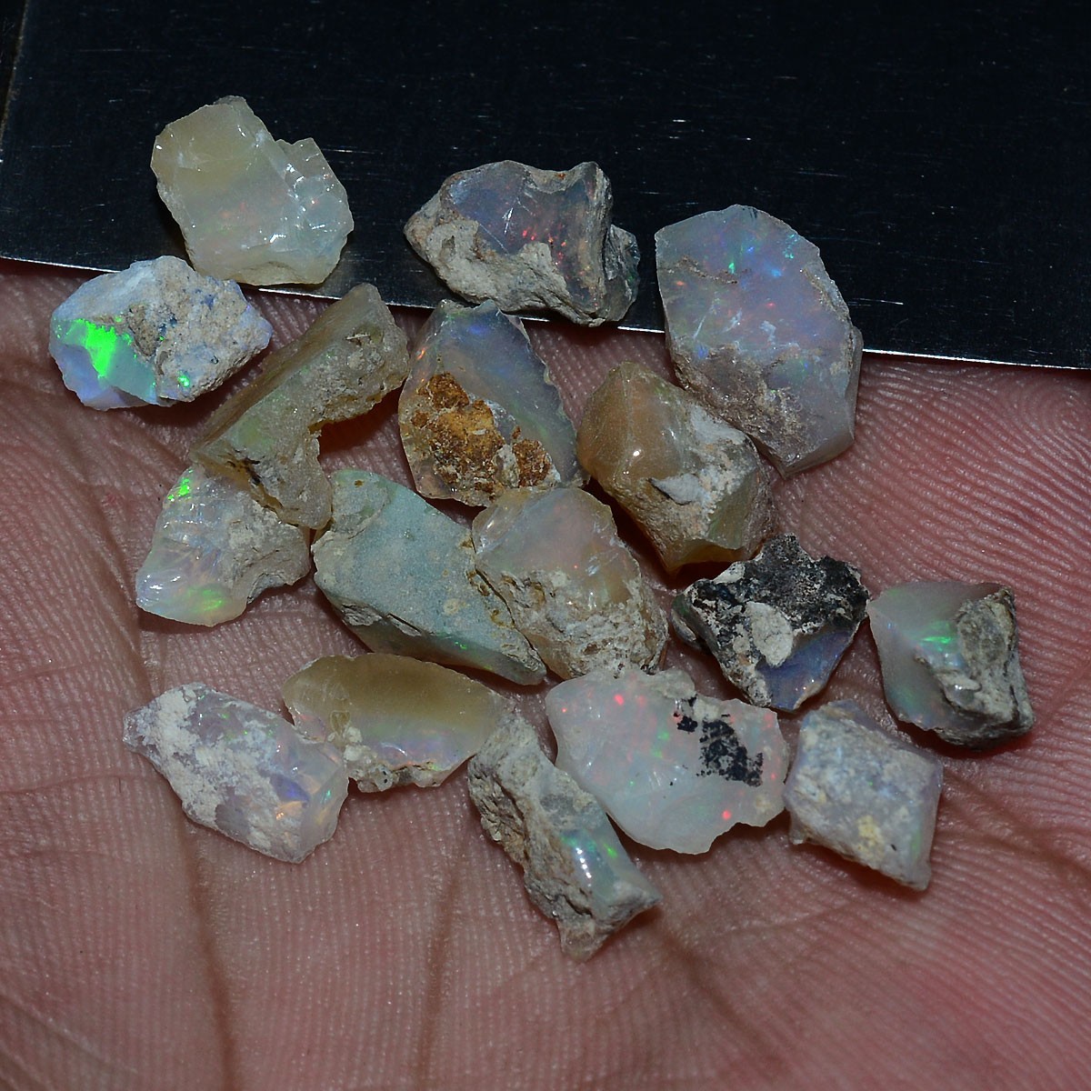 17 Pcs Natural Ethiopian Opal Rough Lot Top Grade Play Of Colors Loose Gemstones